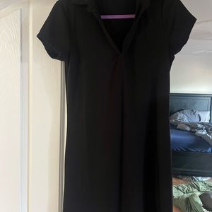 Black collared t-shirt dress